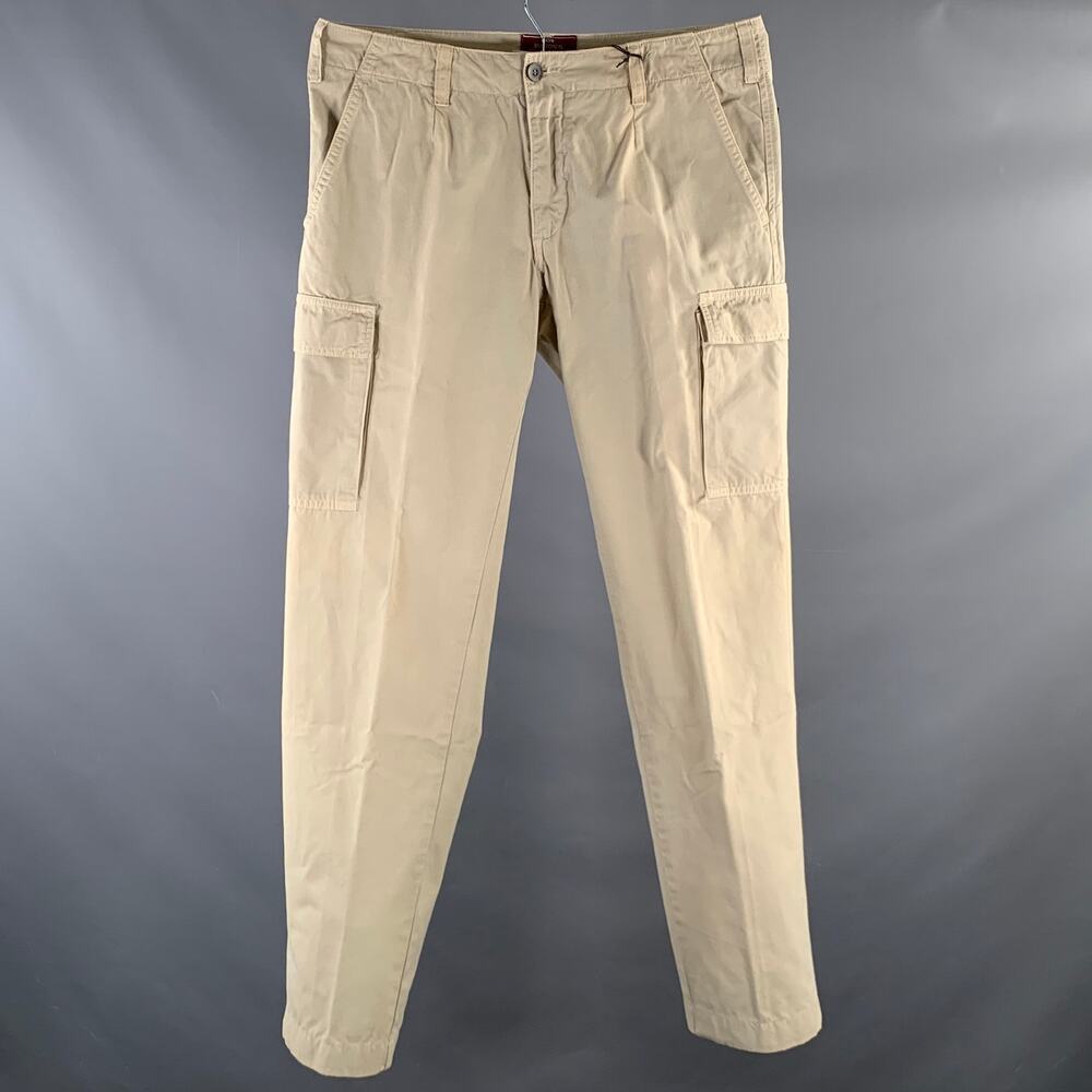 MASON Size 34 Khaki Cotton Cargo Casual Pants